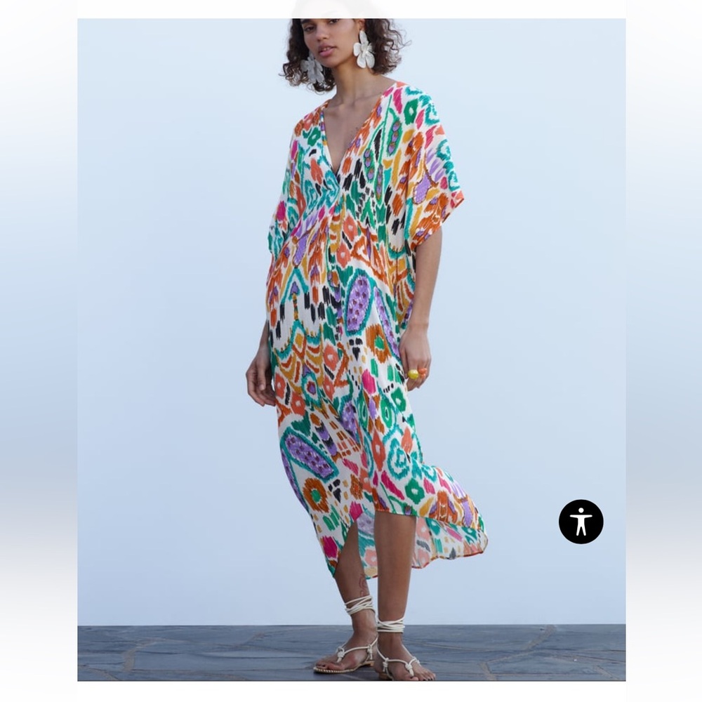 Zara PRINTED TUNIC DRESS Small